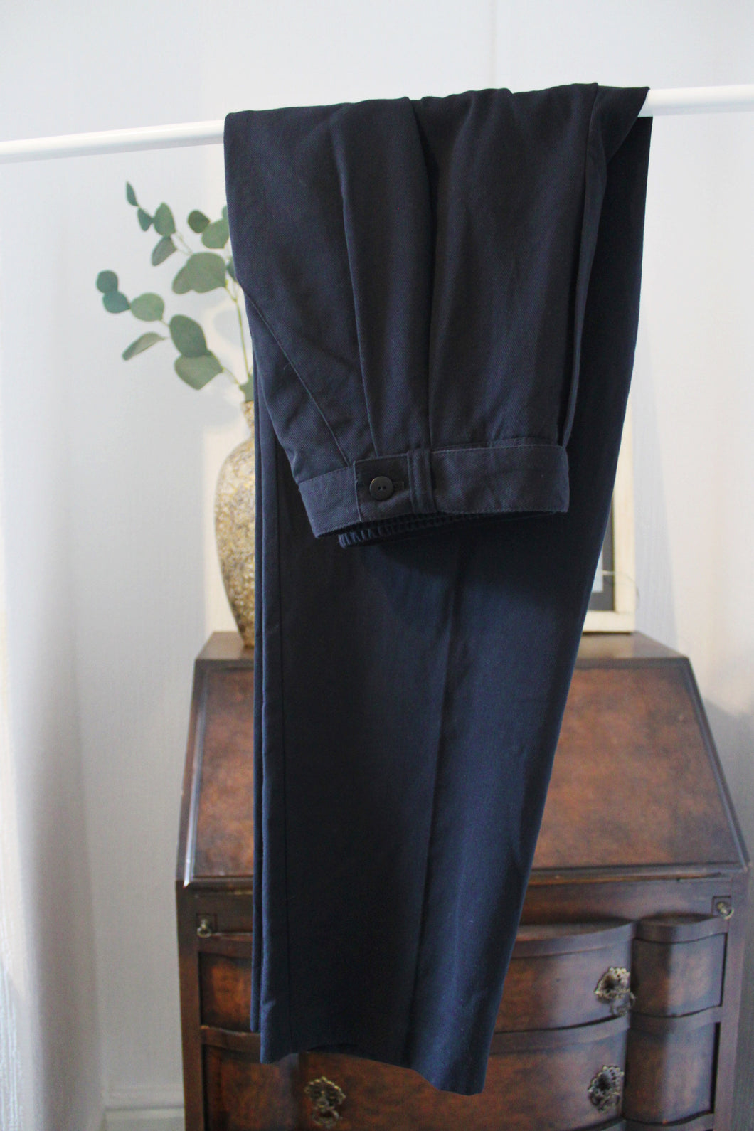 Navy Slouch Fit Trousers